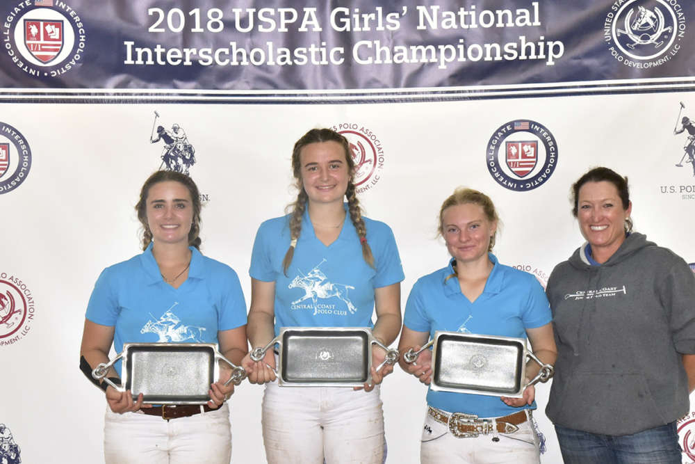 Runner's Up Central Coast Polo Club (L to R) Cassidy Wood, Petra Teixiera, Taylor Olcott, Coach Megan Judge.