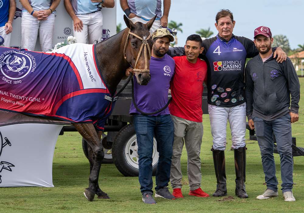 Best Playing Pony was awarded to Daniela, played by Juan Bollini and owned by Santa Rita Polo Farm. Pictured with Rodrigo Vera, Fernando Torres and Guillermo Giangrieco.