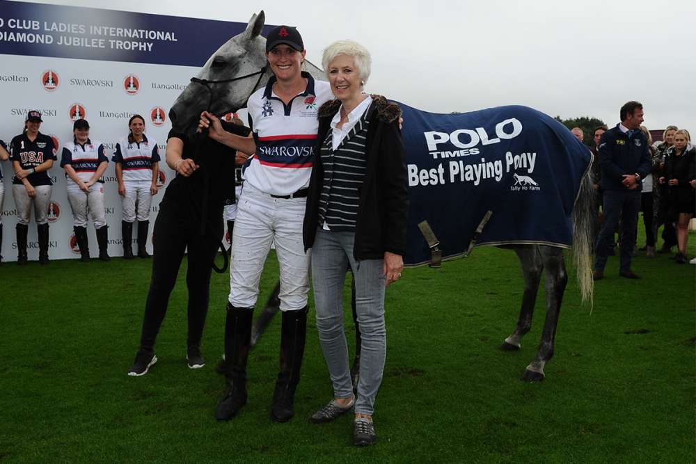 Nina Clarkin’s grey mare Jess, a retrained racehorse, won Best Playing Pony.
