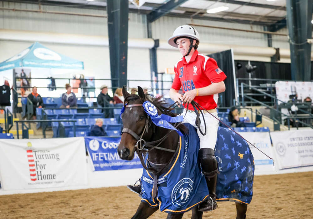 2021 Retired Racehorse Project Thoroughbred Makeover Polo Champion Ramses, trained by Ben Lynch. ©Canter Clix