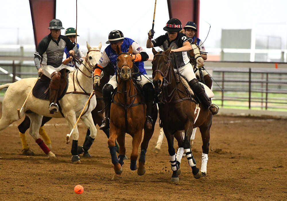 JD Polo's Javier Insua approaching the ball against Crosshair Ranch.