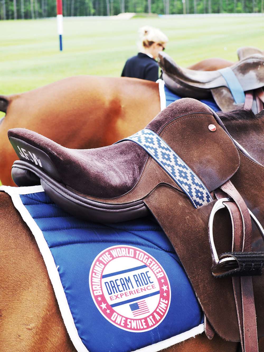 Preparations for an exhibition at Farmington Polo Club.
