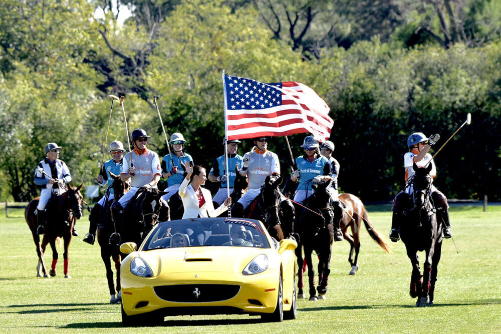 Flag presentation at USPA Board of Governors match at Oak Brook Polo Club. ©Judith Coleman.