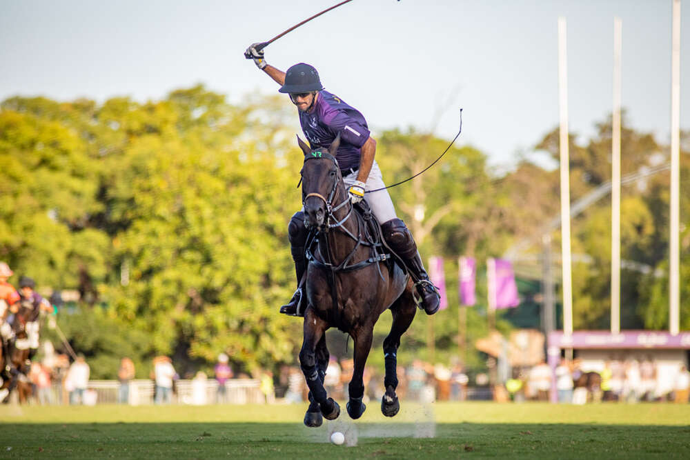 Nic Roldan on a flying pony during the Palermo Argentine Open game versus Las Monjitas.