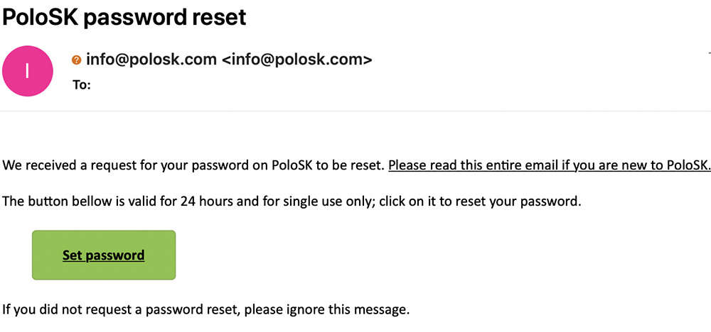email to reset password