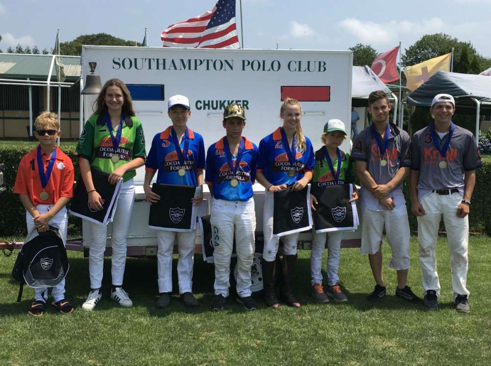 Southampton Polo Club NYTS Qualifier All-Stars: (L to R) Luca Natella, Catie Stueck, Winston Painter, Kristos Magrini, Cory Williams, Mackenzie Weisz, Jed Cogan, Joe Post.