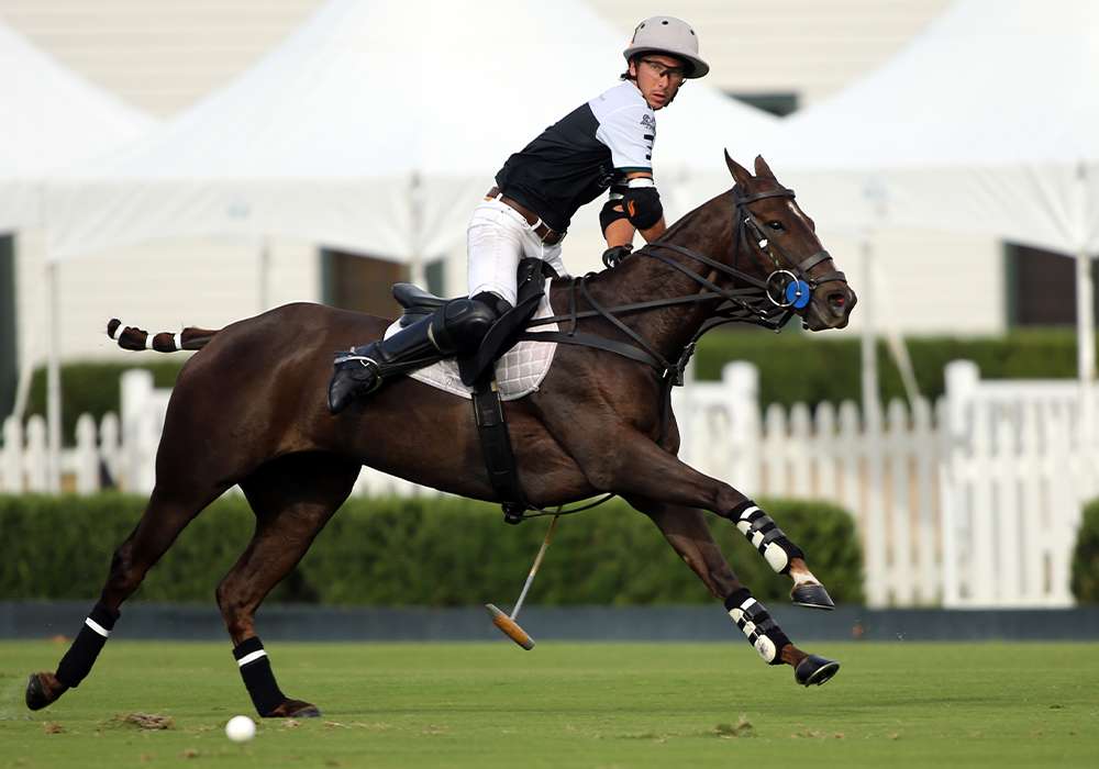 Ocampo Jr. riding Best Playing Pony One Juliana in the Final of the 2021 Ylvisaker Cup at International Polo Club Palm Beach in Wellington, Florida.