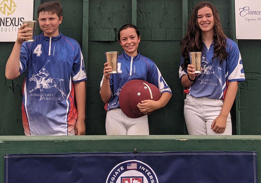 Central Coast Polo Club’s Western Region Middle School Tournament Champions: Central Coast Blue: Miles Jones, Hattie Ward, Tennyson Hamir.