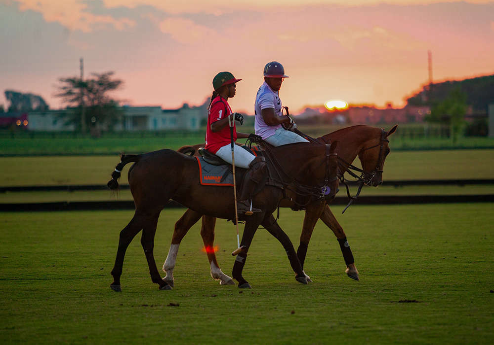 Johnson and his wife Christine enjoying quality time on the polo field.