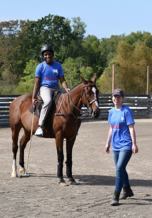 First time on a polo pony.
