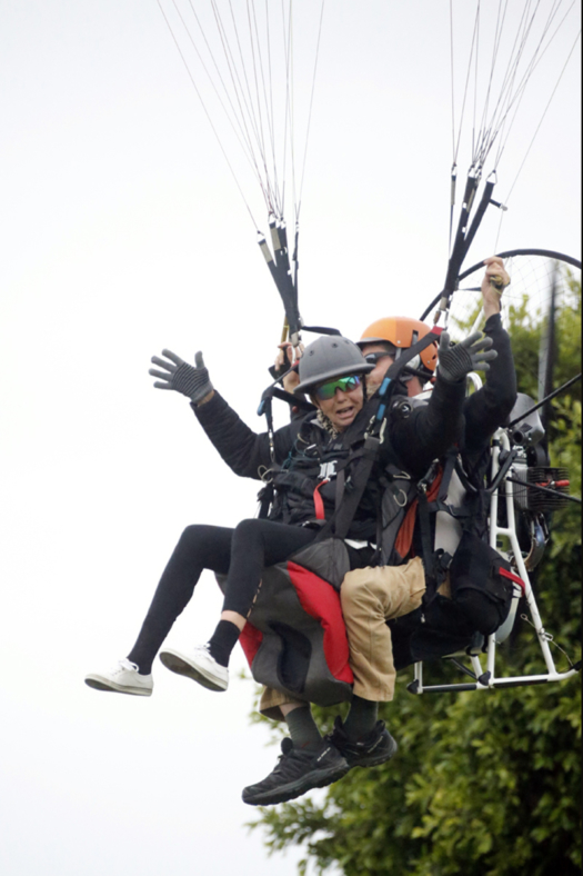To celebrate her 75th birthday Judith Baker took a paraglide ride onto the Santa Barbara polo fields.©David Lominska.