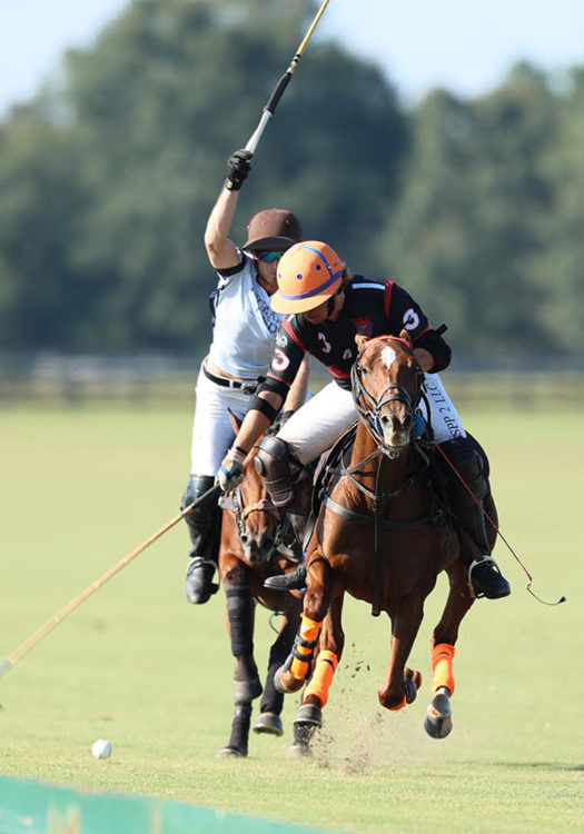 La Bourgogne's Trevor Niznik focuses on the play as Orchard Pond-Un-Stable's Sterling Giannico closes in.