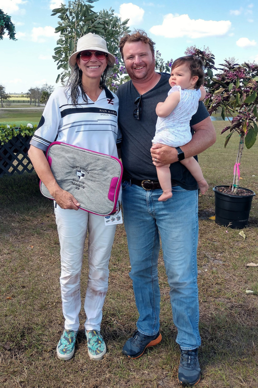 Most Valuable Player: Clarissa Echezarreta of San Saba pictured with USPA Governor at Large Steven Orthwein Jr. and daughter Hazel.  