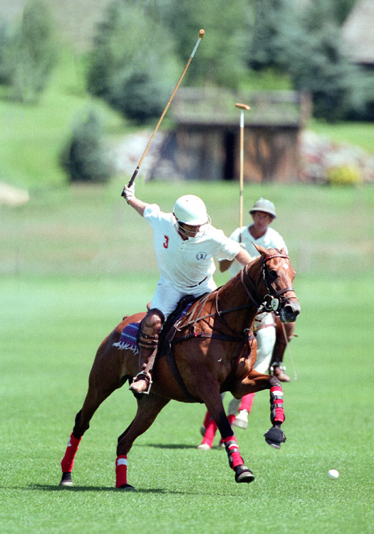 Carney competing in 1998 at Rosespur Polo Club in Aspen Colorado. ©David Lominska