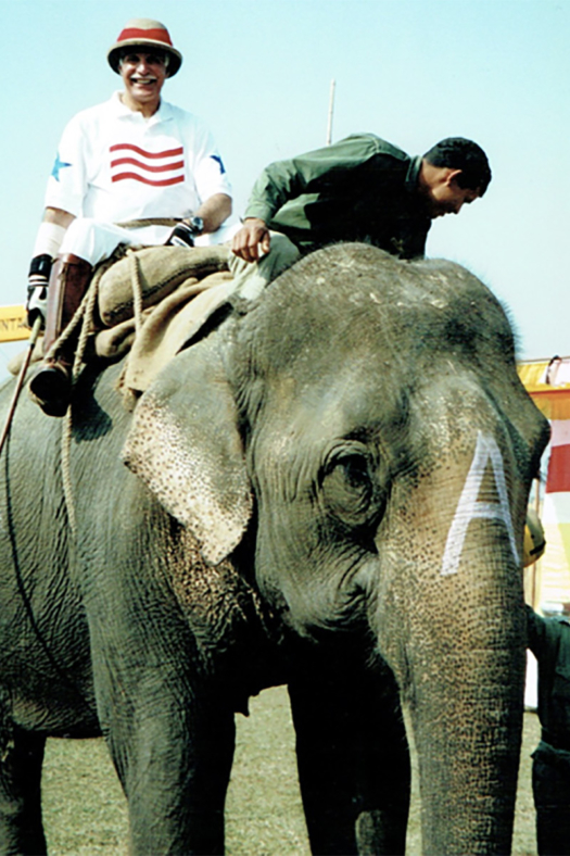 Played on a dirt field, Dr. Richard Caleel took a trip to Nepal to play elephant polo.
